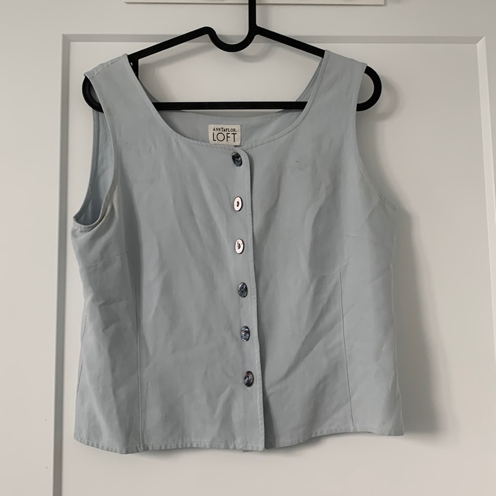 Vintage 100% silk baby blue vest